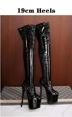 SDTRFT Ladylik SM Shoes Pole Dancing 20cm Thin Heels Stilettos Over The Knee Long Boots Platform Women Pumps Printed Botas Mujer