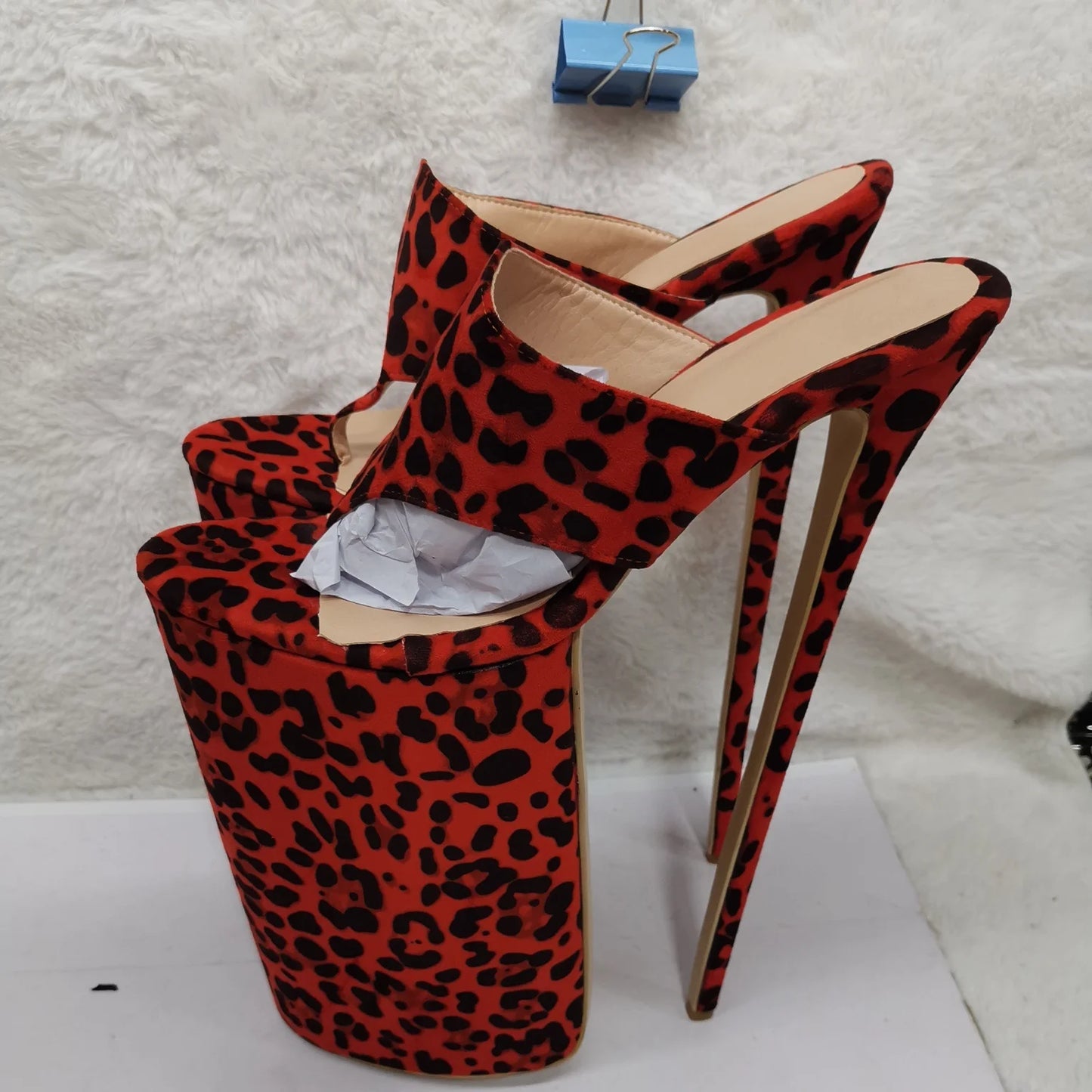 Leopard Slip On Hollow Platform Sandals Pointed Toe Thin High Heel Fashion Summer Casual Big Size Woman Shoes Zapatillas Mujer