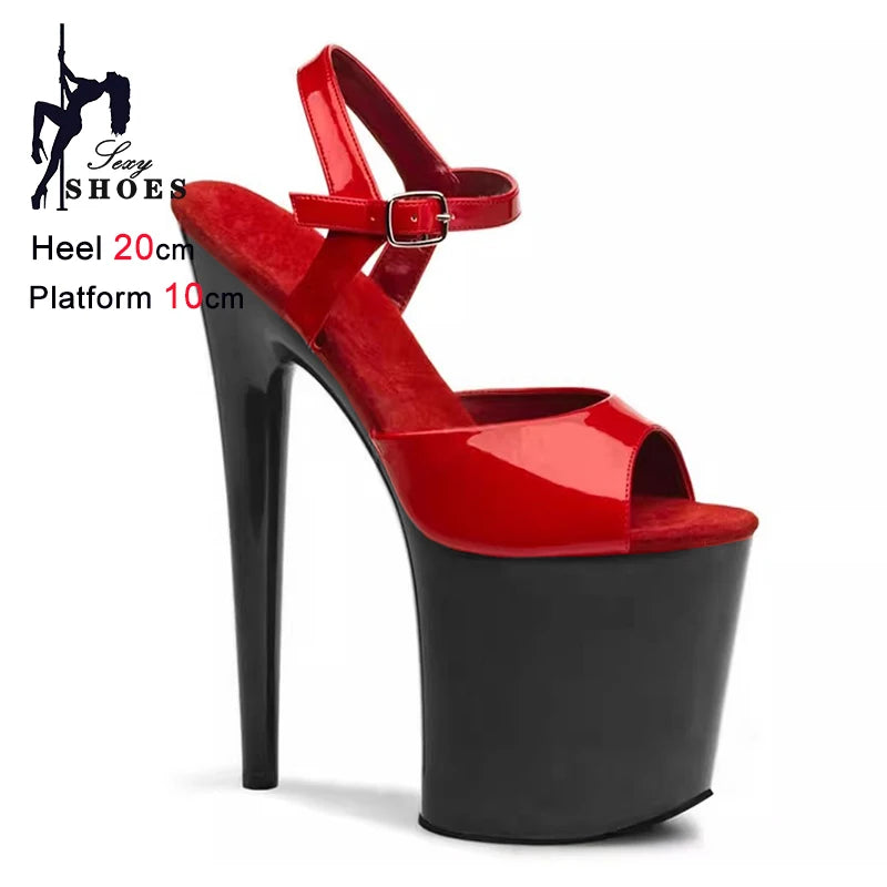 High-Heeled Pole Dance Shoes Platform High Heel Sandals For Woman Summer Ankle Strap 20CM Stiletto Nightclub Model Stage Shoes