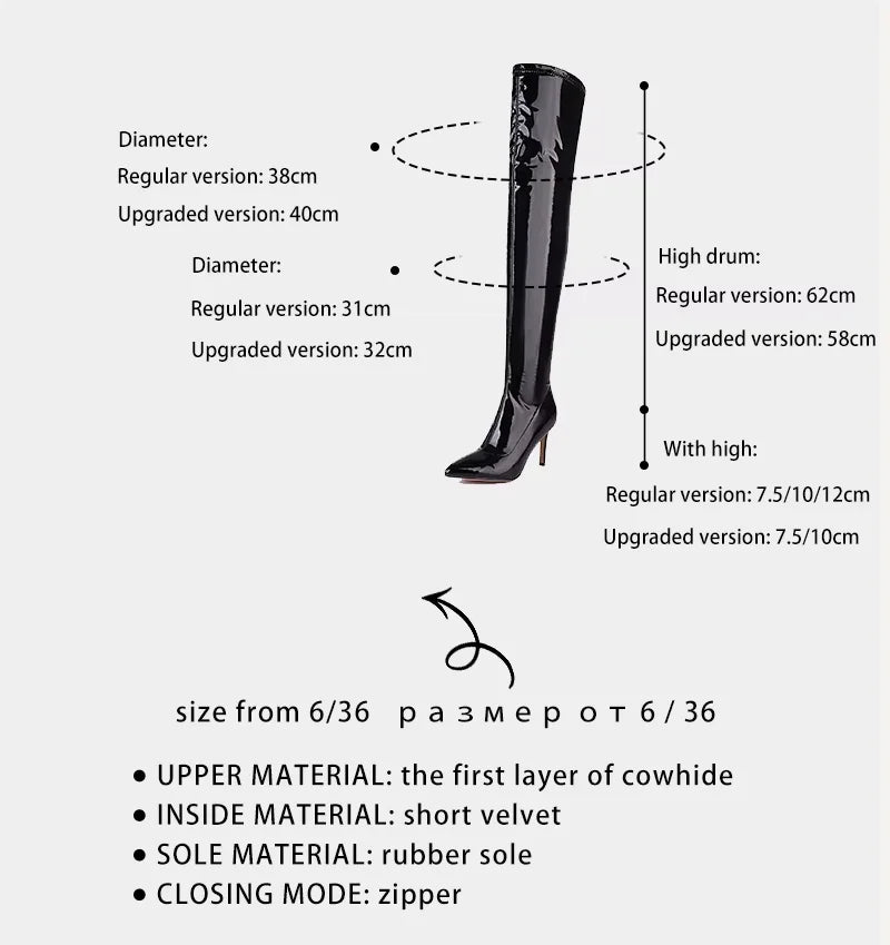 Ods  Sexy Black Over The Knee Boots For Women Side Zip Thigh High Boots Female Shoes Botas Mujer Invierno Female Colors Big43 45