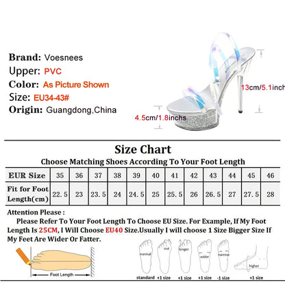 Girls Shoe for Party Club Stripper Heels Women Shoes 2024 Platforms High Heels Sandals Clear Sexy Pole Dance 15cm High Plus Size - Grande Heels