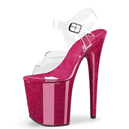 IDEAL MA Catwalk High Heels, 20cm Stage Night Club Sandal, Shining Performance Pole Dancing Shoes