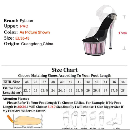 Stripper Dressing Shoes Women17CM Crystal Transparent Sandals Platform Pole Dancing Wedding Shoes lady Fashion Sexy High Heels