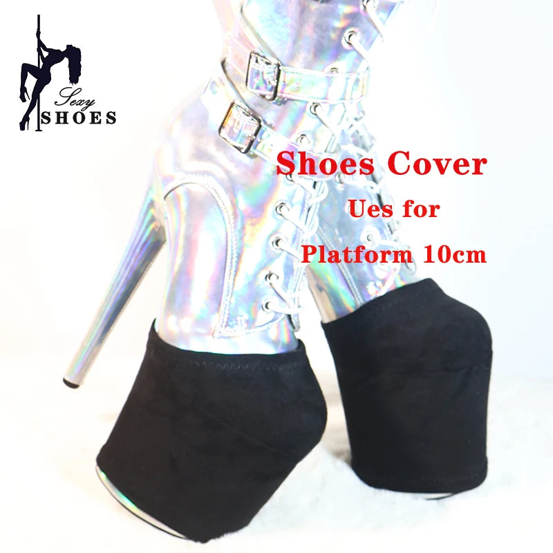 Heel Height 15 17 20 23 26cm Durable Black Shoes Cover Protect Platform Pole Dancing Boots Wear-Resist Protection Cover Sandals