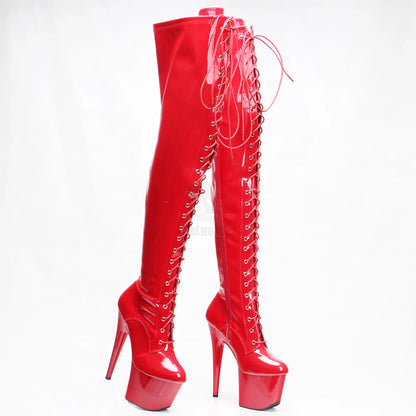 7''High Heel Stiletto Platform Thigh High Boots Exotic Pole Dance Heels Over Knee Boots