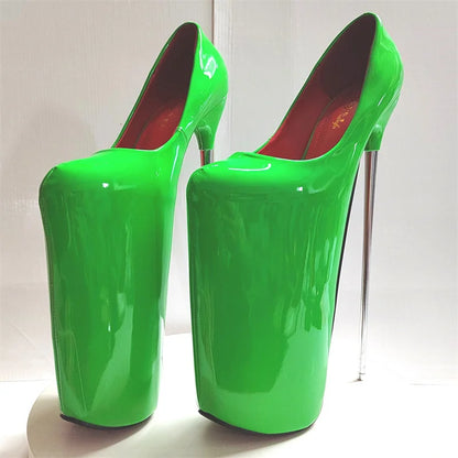 Pole Dance High Heels 19/22/30cm Extreme Platform Women Pumps Metal Heel Ankle Buckle Size 50 Pink Green Woman Wan Leisure Heels