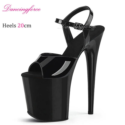 20cm 8Inches Mirror Stripper Platform High Heels Sandals Exotic Heel Pole Dance Shoes Women Open toe
