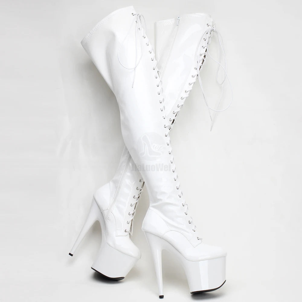 7''High Heel Stiletto Platform Thigh High Boots Exotic Pole Dance Heels Over Knee Boots