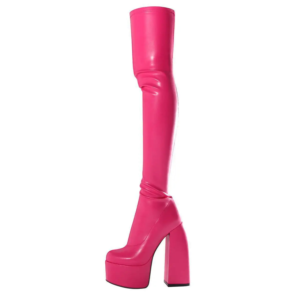 Sexy Ladies Crude Heels Over The Knee Boots for Woman's Round Toe Thin Heels Zipper-Sid Long Botas Mujer 2026 Platform Shoes