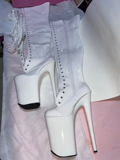 Sexy model 23cm heels available in custom colors, club pole dancing boots with 9-inch, thigh-high boots