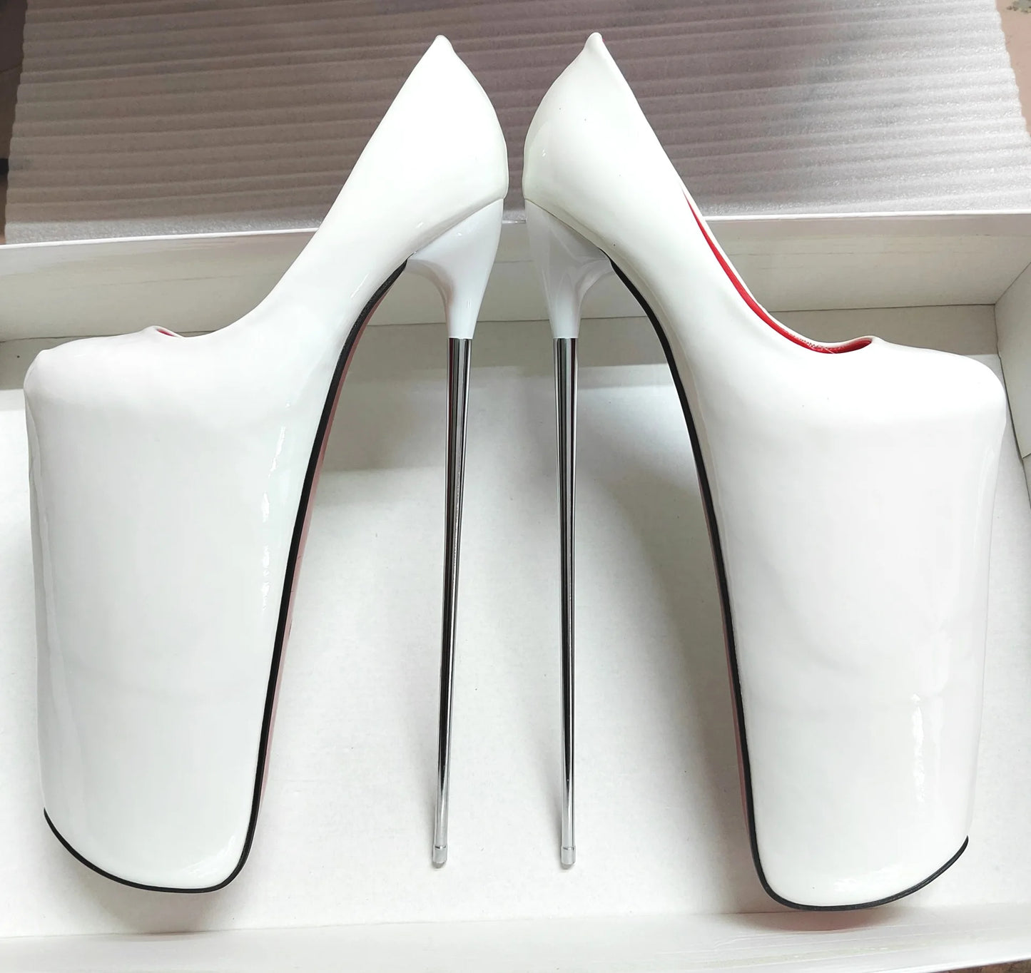 Pole Dance High Heels 19/22/30cm Extreme Platform Women Pumps Metal Heel Ankle Buckle Size 50 Pink Green Woman Wan Leisure Heels