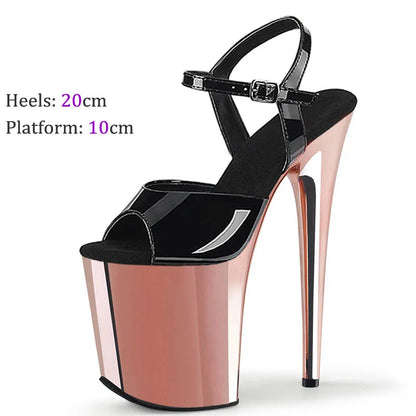 Sexy Fetish 8Inches Dress Platform Sandals Peep Toe Pole Dance Shoes 20cm Women Stripper Models Show Nightclub Exotic Bride Shoe