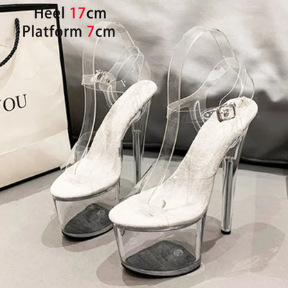 Women's Sandals with Heels Nightclub Dancing Stilettos Heels Crystal Platform Ladies Pole Dancing T-show Model Stripper Shoes
