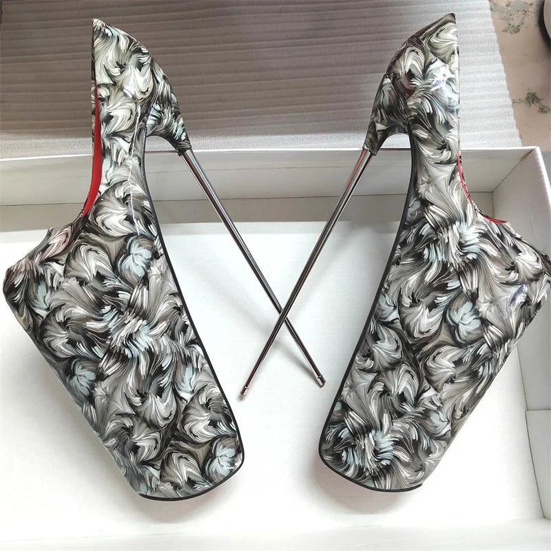 Pole Dance High Heels 19/22/30cm Extreme Platform Women Pumps Metal Heel Ankle Buckle Size 50 Pink Green Woman Wan Leisure Heels
