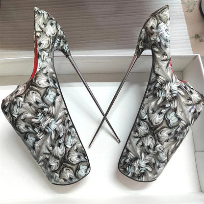 Pole Dance High Heels 19/22/30cm Extreme Platform Women Pumps Metal Heel Ankle Buckle Size 50 Pink Green Woman Wan Leisure Heels