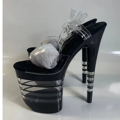 New Rivet Roman Stripping Shoes 8 Inch Heels 20CM Open Toe Platform Exotic Punk Pole Dance Shoes Women Sandals Nightclub banquet