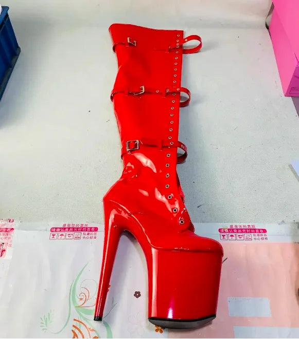Sexy 23CM Thin Heels Shoes for Woman 9 Inches Fashion Platform Stripper Pumps Pole Dance Over The Knee High Long Boots