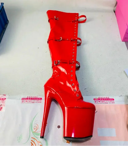 Sexy 23CM Thin Heels Shoes for Woman 9 Inches Fashion Platform Stripper Pumps Pole Dance Over The Knee High Long Boots