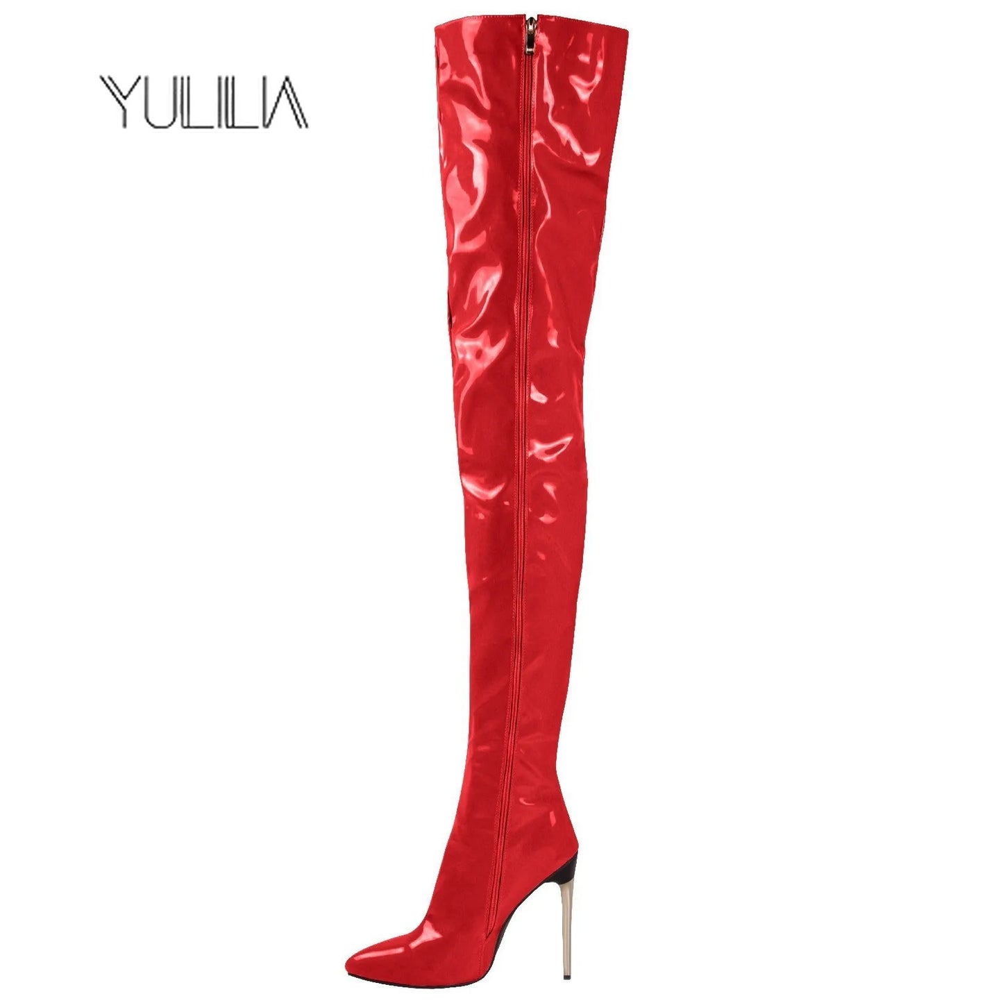 YULILIA 2026 new style pole dance patent leather high heel over knee boots thigh boots woman women's nightclub girl party lady