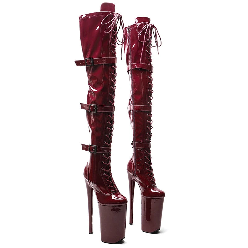 Leecabe  26CM/10inches patent  PU Upper exotic High Heel platform party stripper heel Pole Dance boots