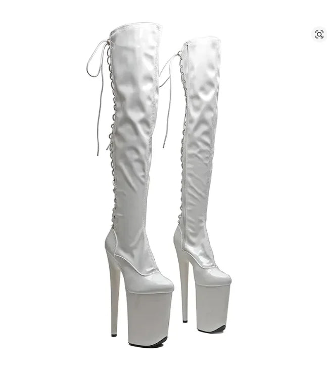 Sexy 23CM Thin Heels Shoes for Woman 9 Inches Fashion Platform Stripper Pumps Pole Dance Over The Knee High Long Boots