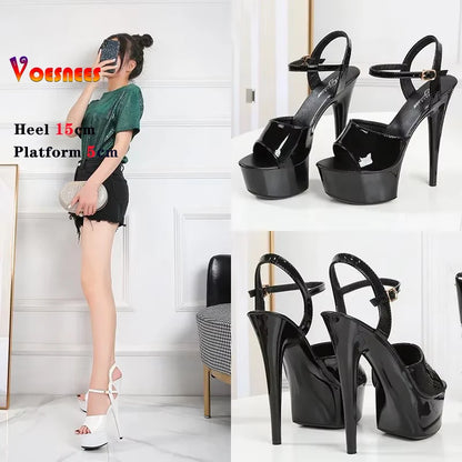 15 CM 6inchs Pole Dance Shoes Stripper High Heels Women Sexy Show Shoes Sandals Party Club Platform High-heeled Wedding Footwear