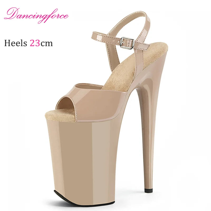 Sexy Crossdresser 23CM/9inches Ultra High Thin Heels Platform Cosplay Pole Dance Sandals Women Wedding Shoes