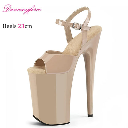Sexy Crossdresser 23CM/9inches Ultra High Thin Heels Platform Cosplay Pole Dance Sandals Women Wedding Shoes