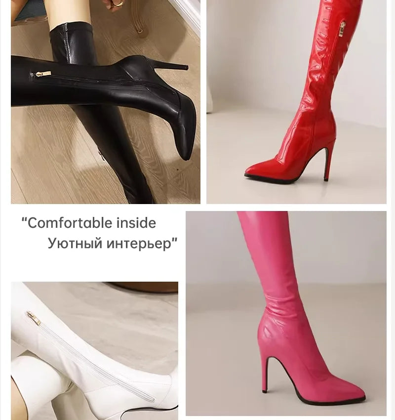 Ods  Sexy Black Over The Knee Boots For Women Side Zip Thigh High Boots Female Shoes Botas Mujer Invierno Female Colors Big43 45