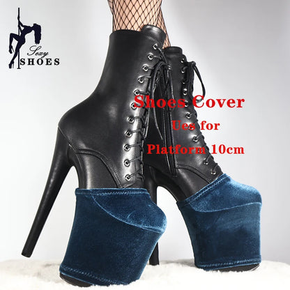High-quality Velvet Pole Dance Overshoes Wear-Resist Women Sandals Pumps Boots Platform 10CM Wear-Resist Protectors Cover Shoes