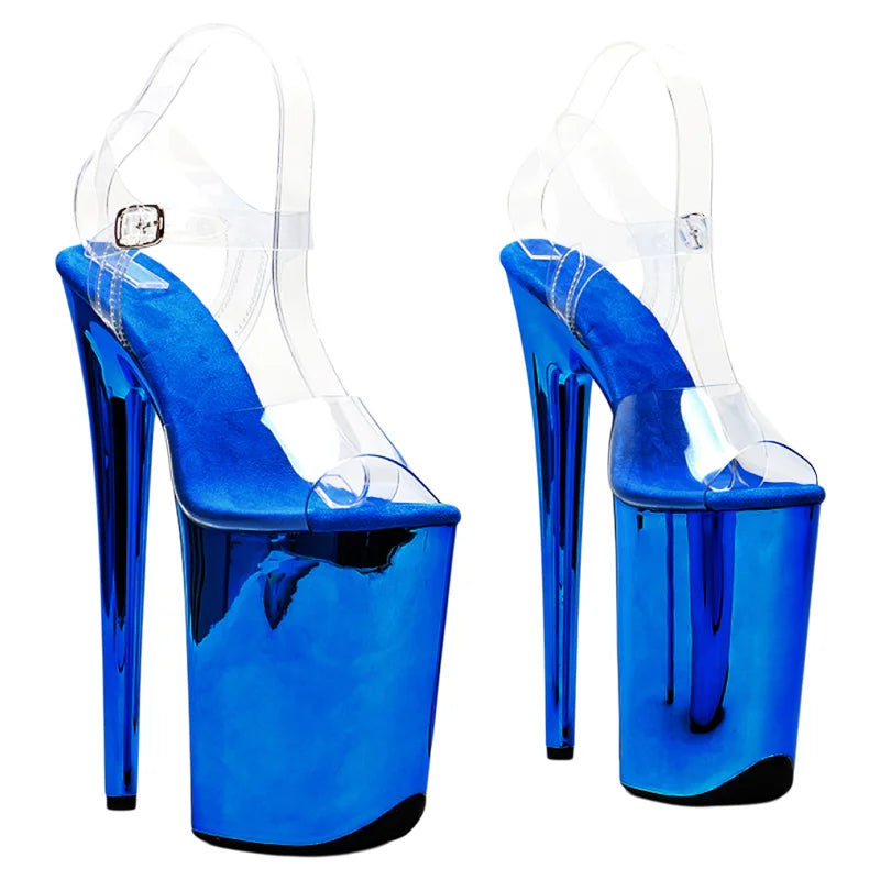 Leecabe 23CM/9inches PVC upper  plating Platform Sexy  High Heels Sandals Pole Dance shoes