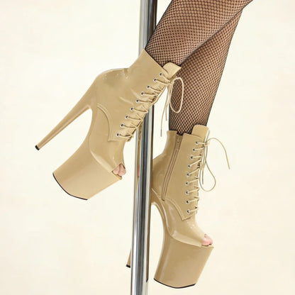 7 Inch High Heel Platform Pole Dancing Clubwear Stage Shoes Ankle Boots