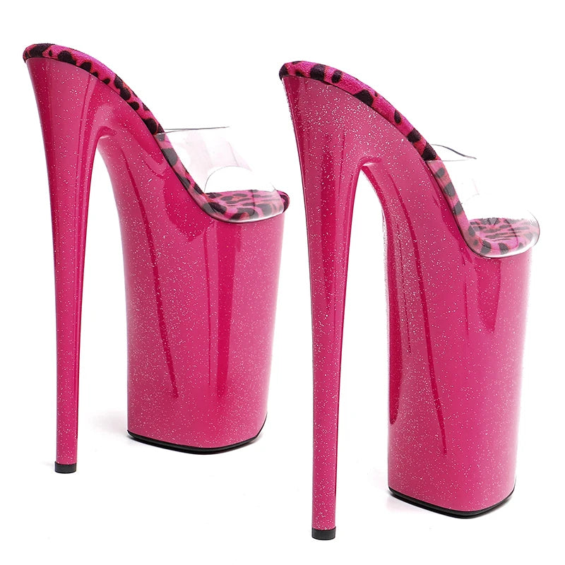 Leecabe  26CM/10inches Clear PVC Upper  sexy exotic High Heel platform party slipper sandals stripper heel  Pole Dance shoes