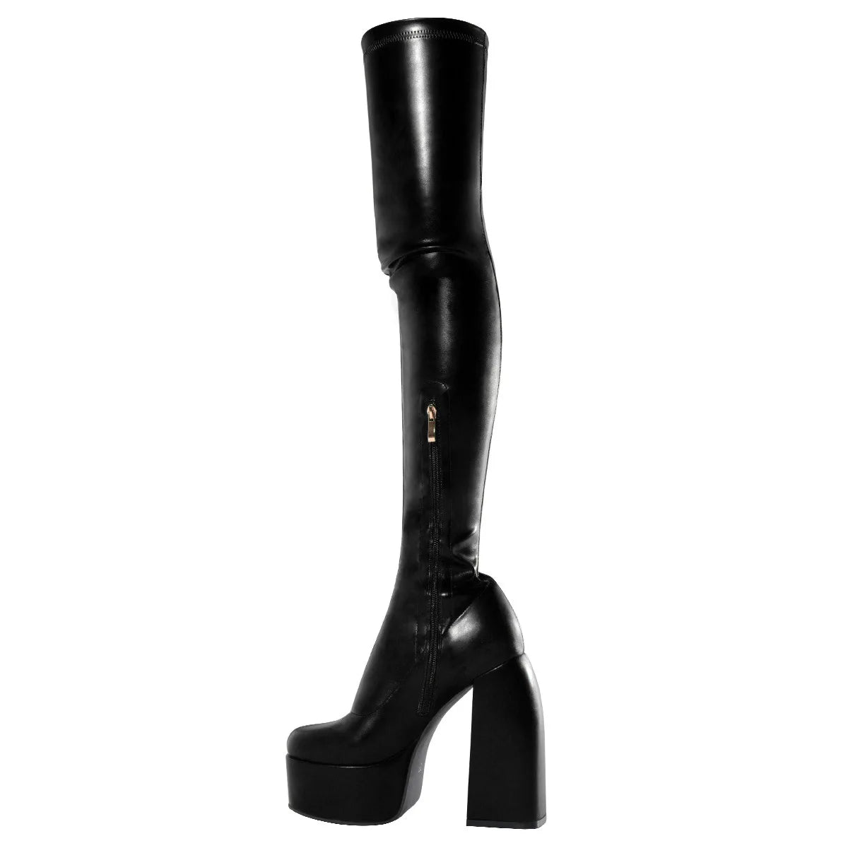Sexy Ladies Crude Heels Over The Knee Boots for Woman's Round Toe Thin Heels Zipper-Sid Long Botas Mujer 2026 Platform Shoes