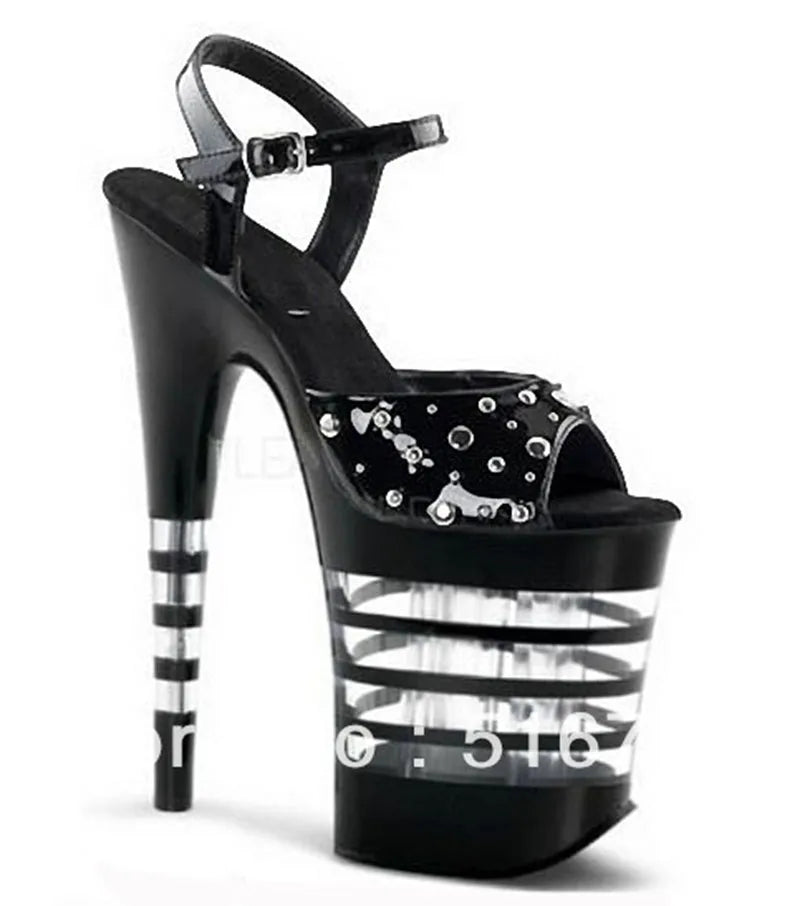 New Rivet Roman Stripping Shoes 8 Inch Heels 20CM Open Toe Platform Exotic Punk Pole Dance Shoes Women Sandals Nightclub banquet