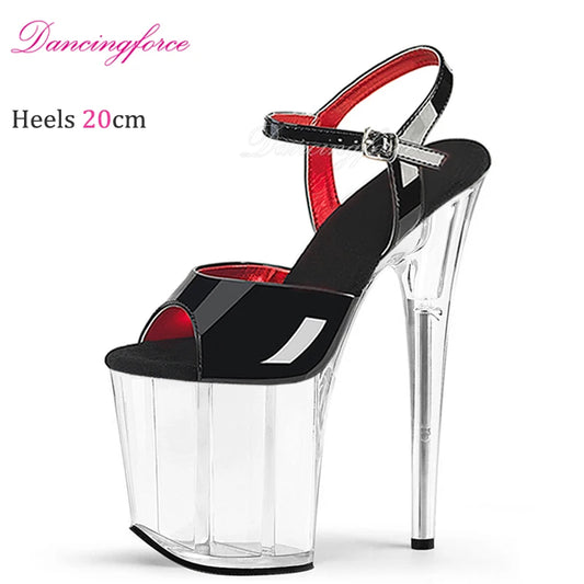 20cm 8InchesSexy Transparent Platforms Stripper Shoes Woman Open Toe Ultra Thin High Heels Sandals