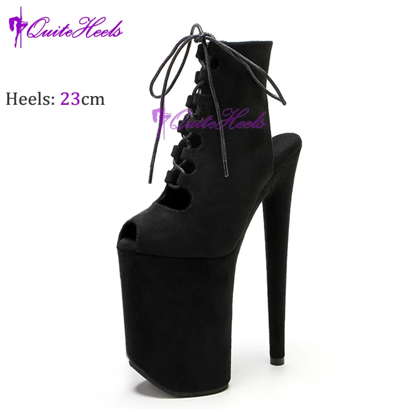 New Luminous 23CM/9Inch Gladiator Women Ankle Boots Sexy Fetish Exotic Stripper Heels Platform  Pole Dance Roman Shoes