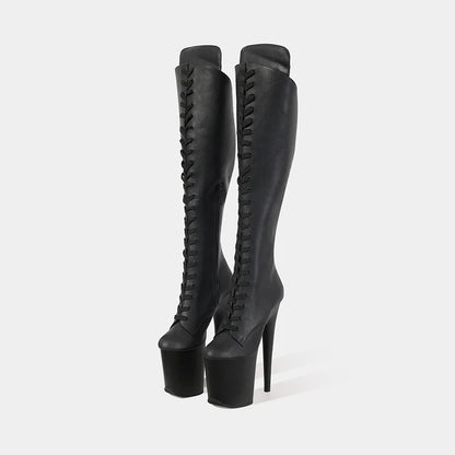 LAIJIANJINXIA New 20CM/8Inch PU Upper Women's Platform Party High Heels Modern Knee-High Boots Pole Dance Shoes 714
