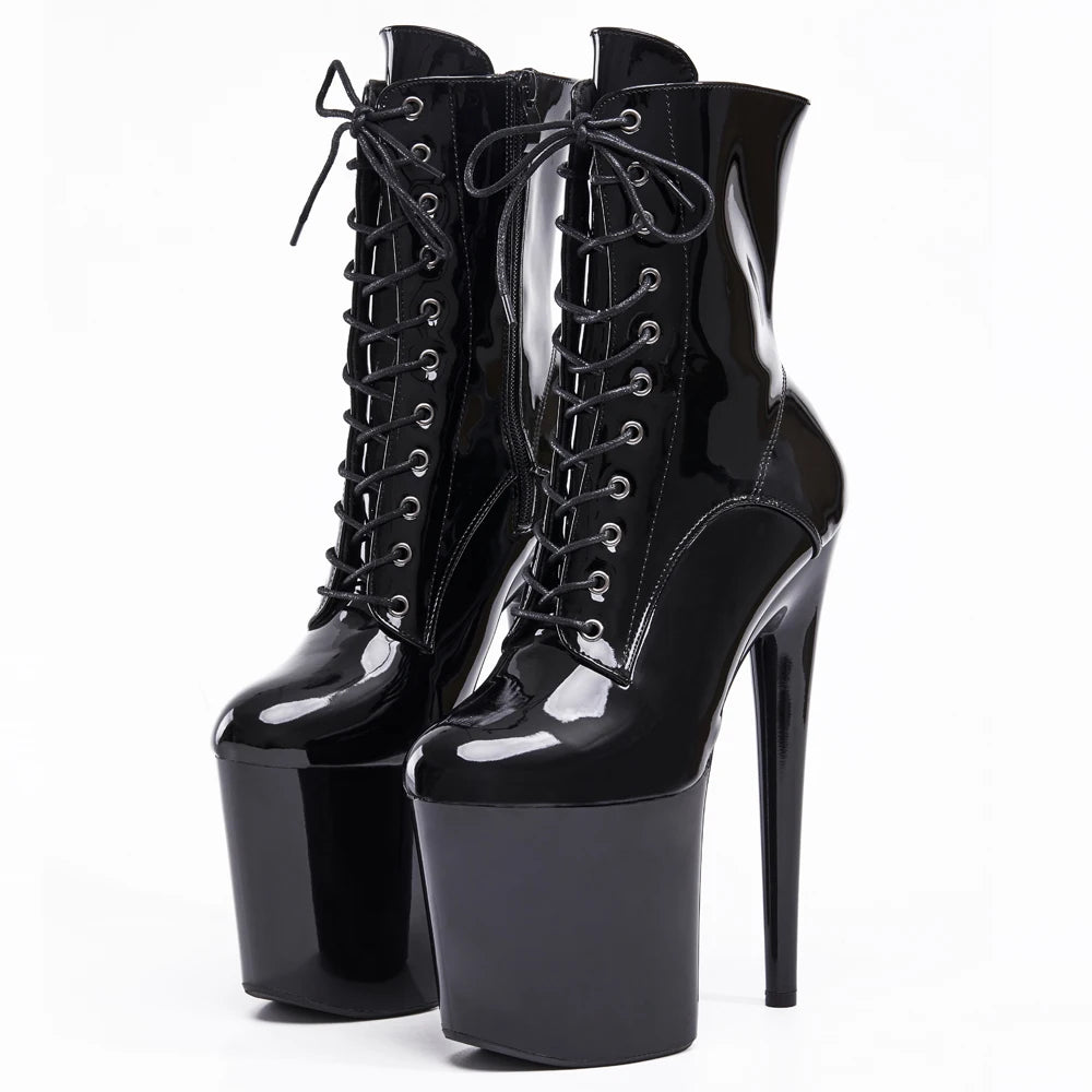 Stripper 8" Platform Lace Up Cтрипы Pole Dance Ankle High Boots In Stock Fast Shipping Size36-43 - Grande Heels