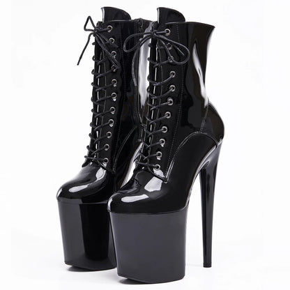 Stripper 8" Platform Lace Up Cтрипы Pole Dance Ankle High Boots In Stock Fast Shipping Size36-43 - Grande Heels