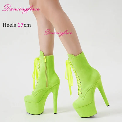 Sexy Pole Dancing Boots17cm/7Inchs Fashion Female High Heel Platform Ankle Boots for Women Shoes Autumn Winter