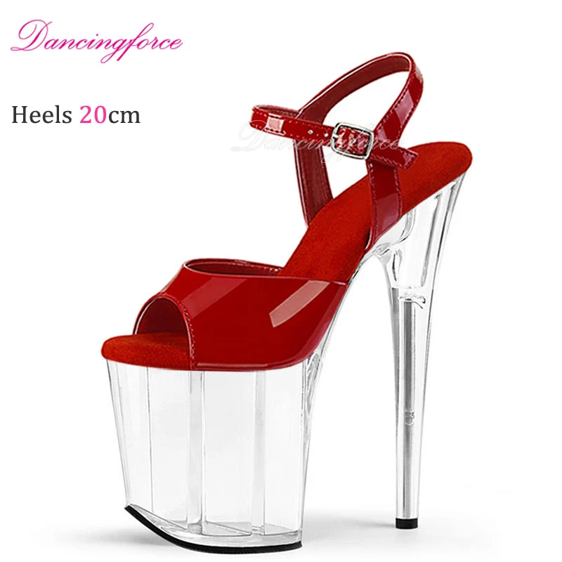 20CM  New Fashion Platform High Heel Sandals For Woman Summer Ankle StrapStiletto Nightclub Model Stage Shoes