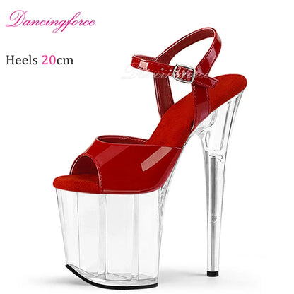 20CM  New Fashion Platform High Heel Sandals For Woman Summer Ankle StrapStiletto Nightclub Model Stage Shoes