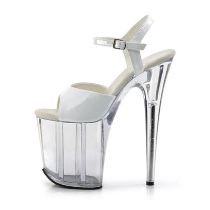 SDTRFT Multicolor Fashion Red Shoes Woman Sexy Transparent Platforms Pumps Open Toe 20cm Ultra Thin High Heels Platform Sandals
