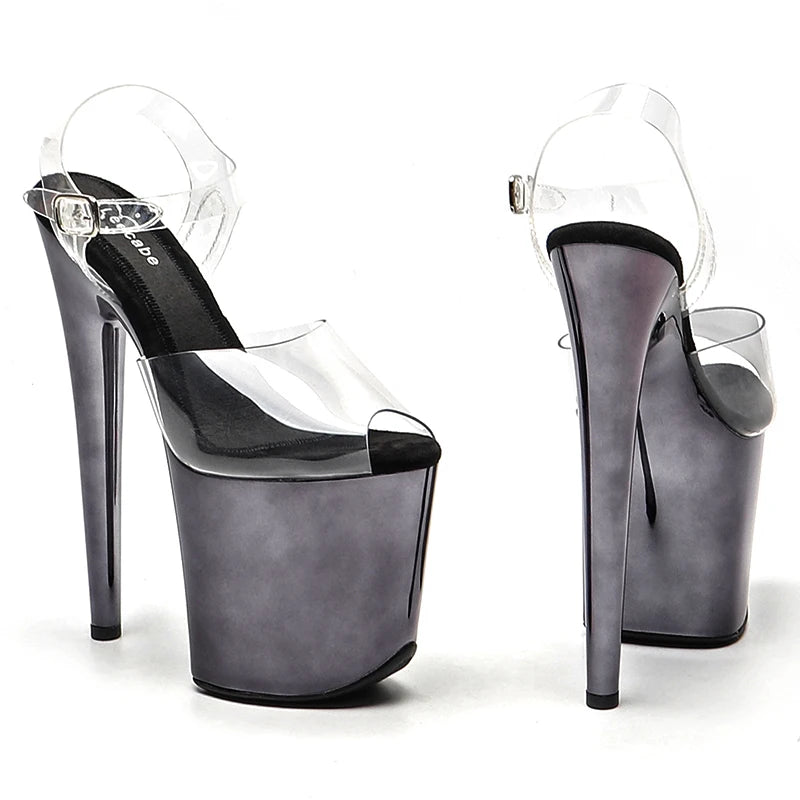 Leecabe 20cm/ 8inches  Clear PVC  upper  fashion sexy   platform high heel  stripper heel pole dance Sandals shoes