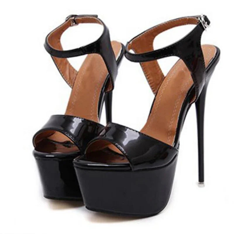 Aneikeh Big Shoe Size 41 42 43 44 45 46 High Heels Sandals Summer Sexy Open Toe Party Dress 16CM Platform Gladiator Women Pumps