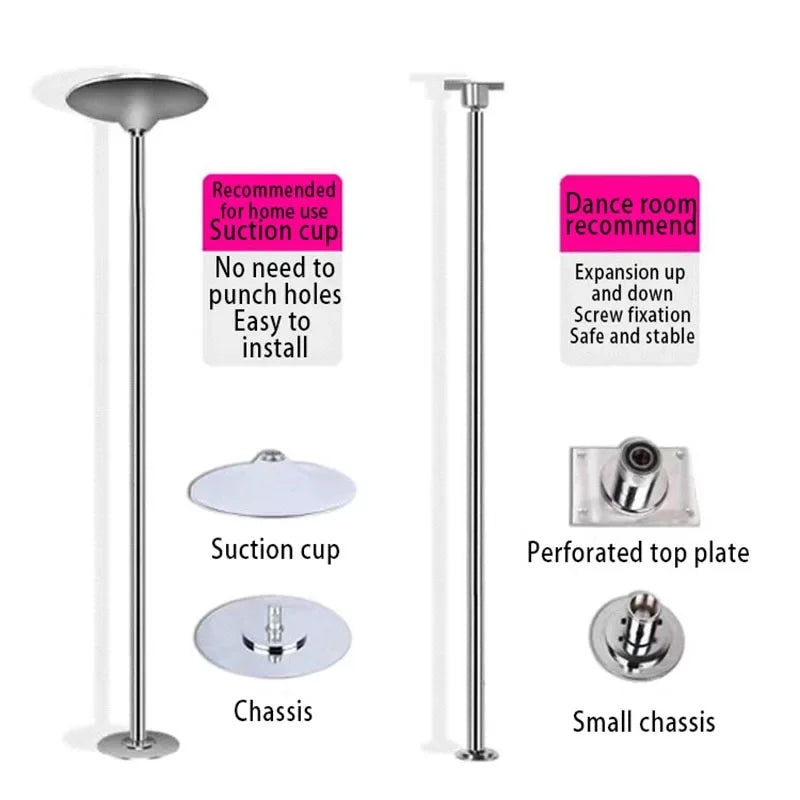 1.7~3.1M Pole Dance Pole Adjustable Height Removable Stripper Dance Stick Professional Portable Thicken Revolving Stick Bar Club