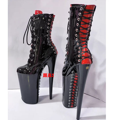 LAIJIANJINXIA New 23CM/9Inch PU Upper Women's Platform Party High Heels Modern Ankle Boots Pole Dance Shoes 124