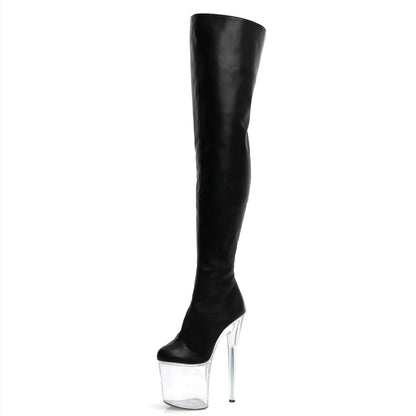 Gothic 20 cm heels Women Over The Knee Boots Sexy Fetish 8 Inch Strip Pole Dance Nightclub Platform Show Stripper Heels Exotic