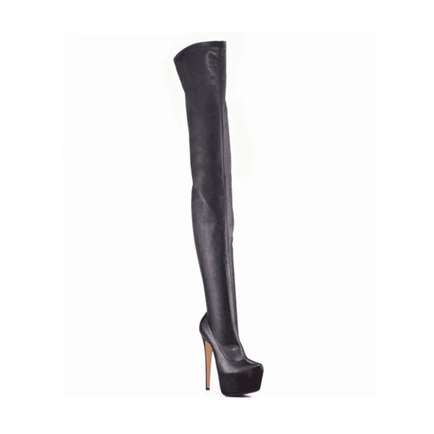 Arden Furtado 2025 Spring Platform Elastic Thigh high boots Round toe Super high heel Pull-on Skinny boots Extra large size